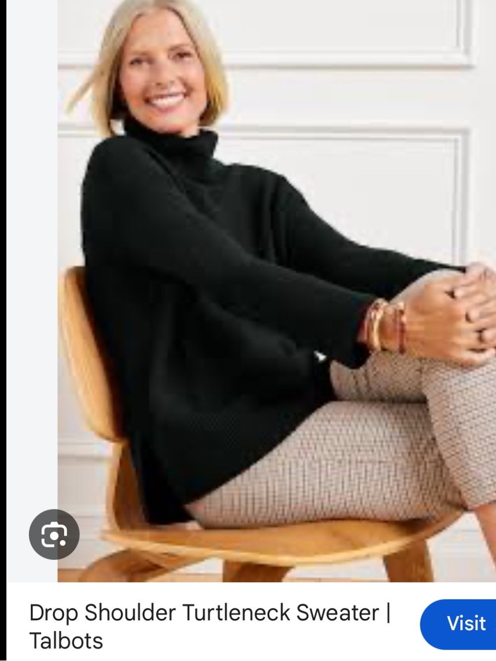 Talbots Black Drop-Shoulder Turtleneck Sweater